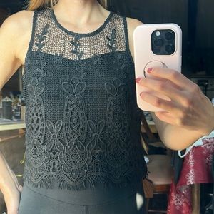 LA Hearts (Pacsun) black floral chrochet top